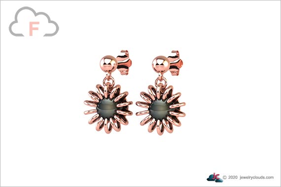 Jewelry Clouds-View-F Photo Render Service Rose Gold Earring