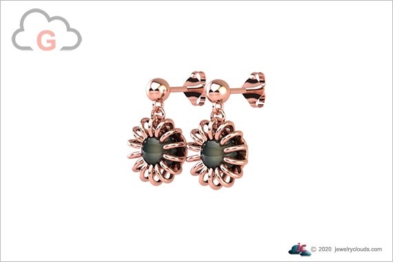 Jewelry Clouds-View-G Image Rendering Service Rose Gold Earring