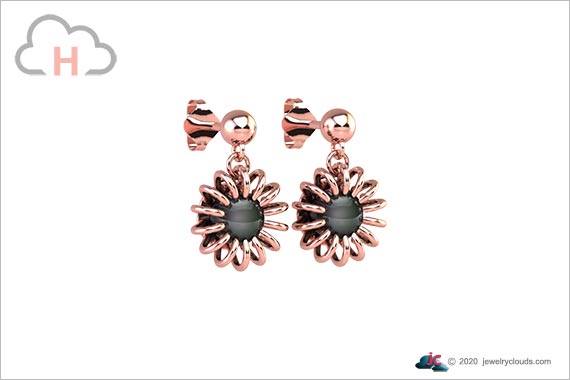 Jewelry Clouds-View-H 3D Render Image Rose Gold Earring