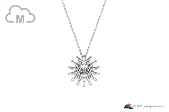 Jewelry Clouds-View-I Image 3D Rendered Silver Pendant